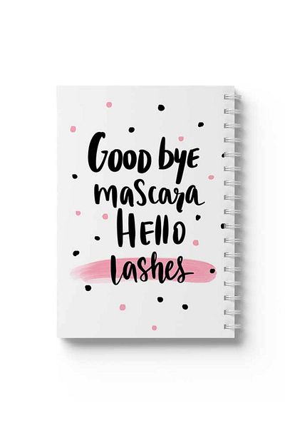 LOWHA Spiral Notebook with Front and Back Hard Covers Featuring Goodbye Mascara Design
