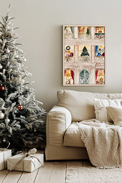 Artavessa Tek Parça Gerçek Ham Ahşap Çerçeveli Yılbaşı(New Year) Temalı Tablo - Model 50