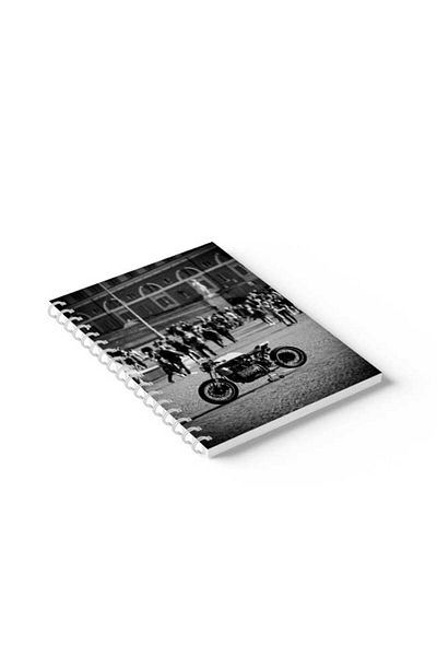 LOWHA Spiral Notebook with Front and Back Hard Covers Featuring Motorcycle Design