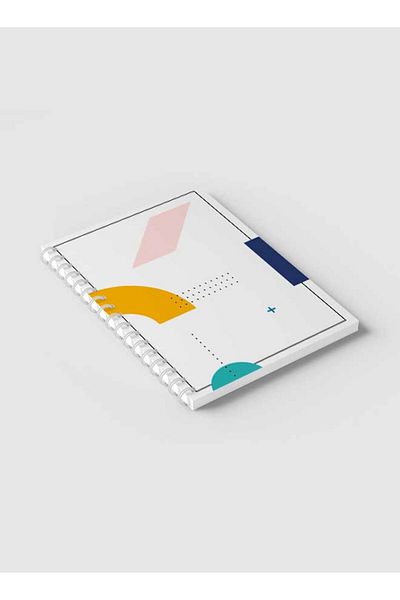 LOWHA Spiral Notebook with Front and Back Hard Covers Featuring Geometric Design