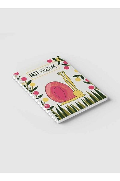 LOWHA Spiral Notebook with Front and Back Hard Covers Featuring Snail Grass Berry Design