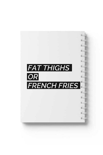LOWHA Spiral Notebook with Front and Back Hard Covers Featuring Fat Thighs Or French Fries Design