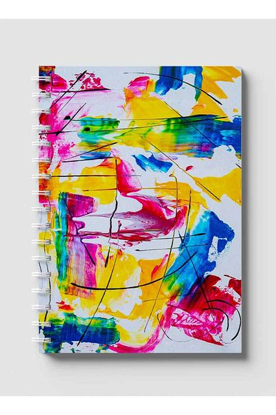 LOWHA Spiral Notebook with Front and Back Hard Covers Featuring Canvas Style Wall Paint Design