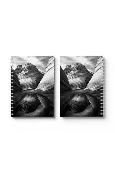 LOWHA دفتر ملاحظات حلزوني مع غلافين أمامي وخلفي صلبين بتصميم Mountain Alley