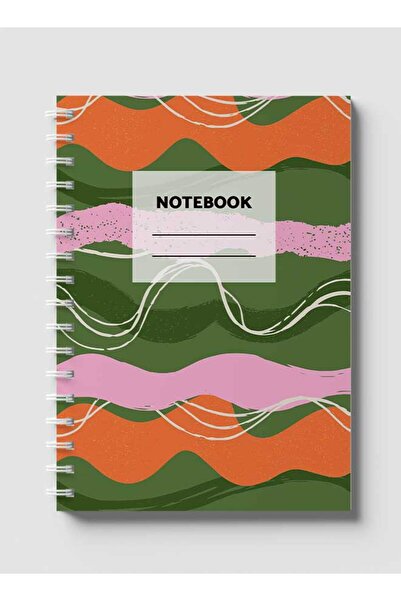 LOWHA Spiral Notebook with Front and Back Hard Covers Featuring Cover with Lines & Shapes Design