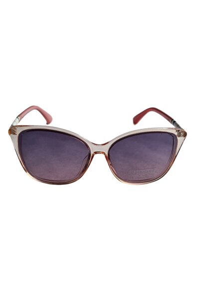 Globalport Retail Women's sunglasses, polarized, Cat Eye, Transparent pink plastic frame, purple lenses