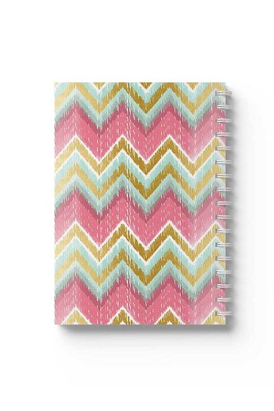 LOWHA Spiral Notebook with Front and Back Hard Covers Featuring Zig Zag Design