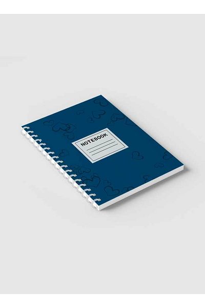 LOWHA Spiral Notebook with Front and Back Hard Covers Featuring Blue Hearts Design