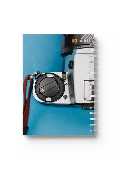 LOWHA Spiral Notebook with Front and Back Hard Covers Featuring Camera Design