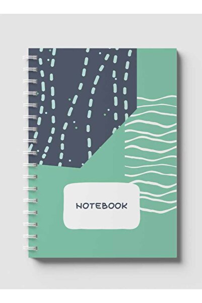 LOWHA دفتر ملاحظات حلزوني مع غلافين أمامي وخلفي صلبين بتصميم تجريدي للمحيط