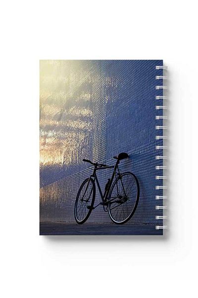 LOWHA Spiral Notebook with Front and Back Hard Covers Featuring Bicycle Design