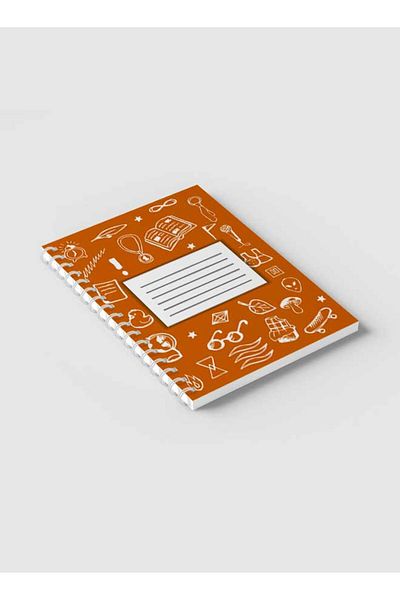 LOWHA Spiral Notebook with Front and Back Hard Covers Featuring Back to School Light Orange Design