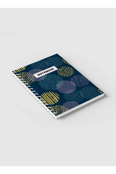 LOWHA Spiral Notebook with Front and Back Hard Covers Featuring Cover with Circles- Design