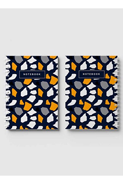 LOWHA Spiral Notebook with Front and Back Hard Covers Featuring Terrazzo Style Design