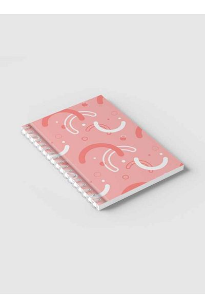 LOWHA Spiral Notebook with Front and Back Hard Covers Featuring Memphis Abstract Shapes Design