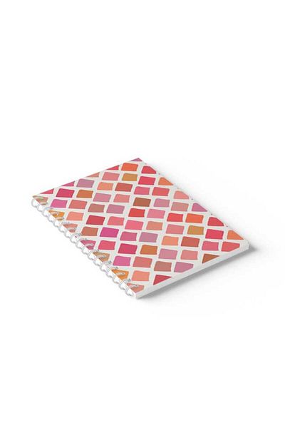 LOWHA Spiral Notebook with Front and Back Hard Covers Featuring Qolourful Squares Design