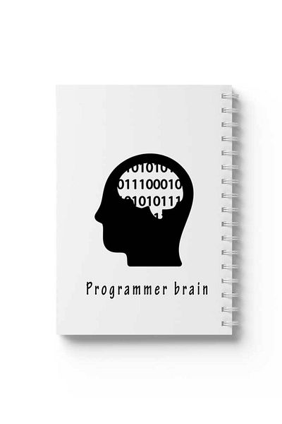 LOWHA Spiral Notebook with Front and Back Hard Covers Featuring Programmer Brain Design