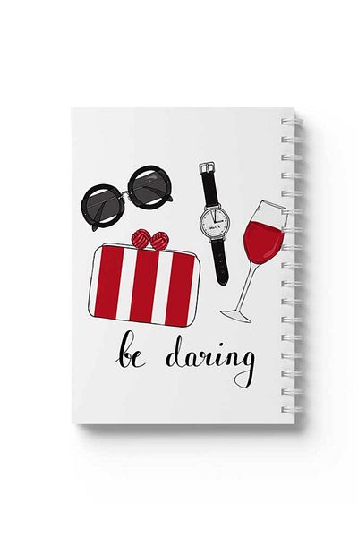 LOWHA Spiral Notebook with Front and Back Hard Covers Featuring Be Daring Design