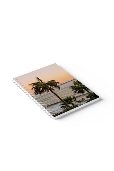 LOWHA Spiral Notebook with Front and Back Hard Covers Featuring Palm Beach Design