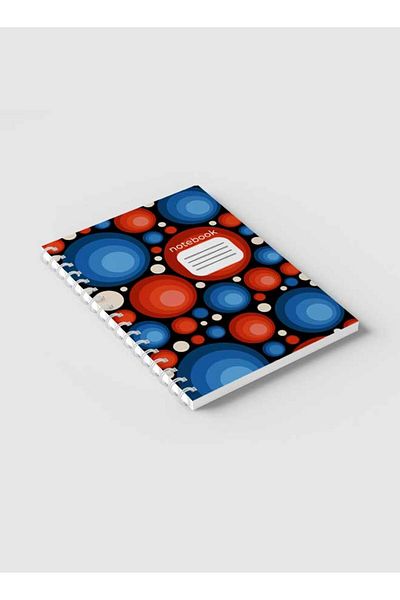 LOWHA Spiral Notebook with Front and Back Hard Covers Featuring Seamless Colorful Circles Design
