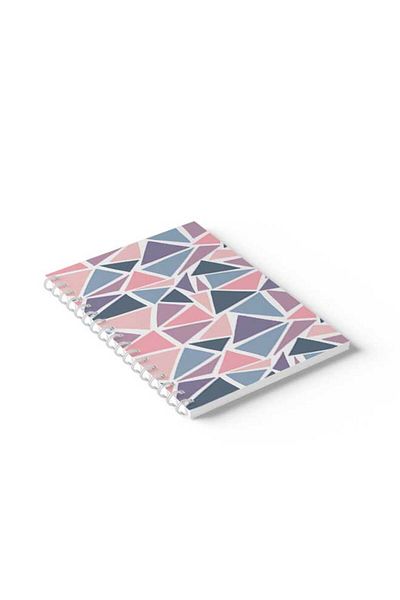 LOWHA Spiral Notebook with Front and Back Hard Covers Featuring Colourful Triangles Design