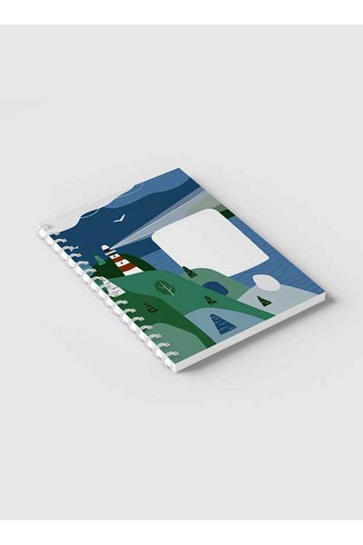 LOWHA Spiral Notebook with Front and Back Hard Covers Featuring Cover Light House Nature Design