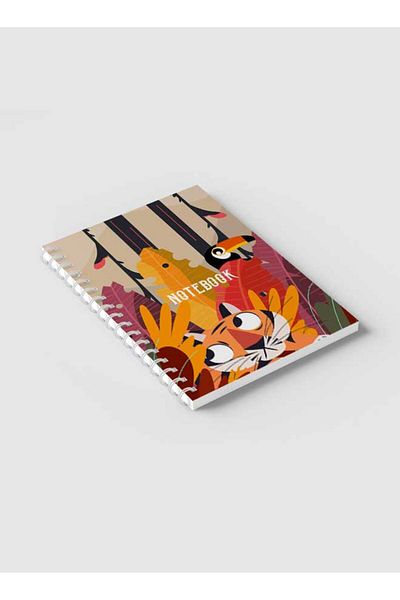 LOWHA Spiral Notebook with Front and Back Hard Covers Featuring Classical Theme Jungle Design
