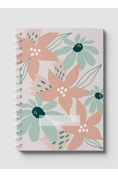 LOWHA Spiral Notebook with Front and Back Hard Covers Featuring Abstract Floral Design