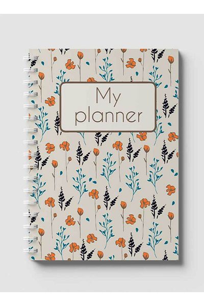 LOWHA Spiral Notebook with Front and Back Hard Covers Featuring My Planner Floral Design