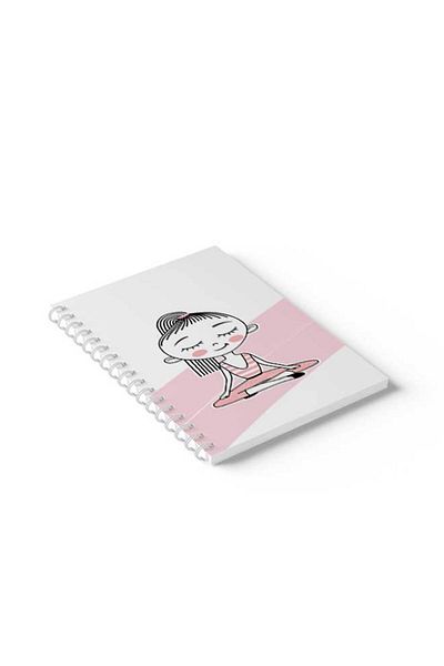 LOWHA Spiral Notebook with Front and Back Hard Covers Featuring Girl Yoga Design