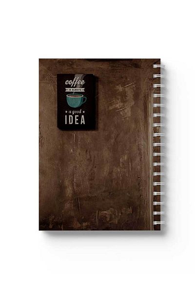 LOWHA Spiral Notebook with Front and Back Hard Covers Featuring Coffee Is Always A good Idea Design