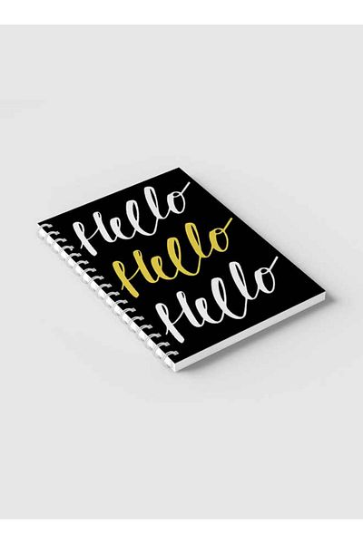 LOWHA Spiral Notebook with Front and Back Hard Covers Featuring Hello Design