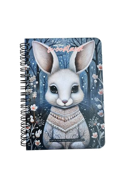 Polin Woodland Notepad, A6 Size, 96 Sheets Unlined, Spiral, Hard Cover, Cute Animal Pattern