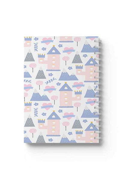 LOWHA Spiral Notebook with Front and Back Hard Covers Featuring Shapes Design