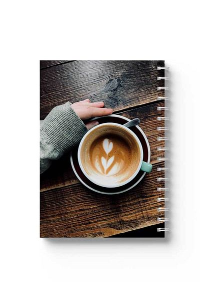 LOWHA Spiral Notebook with Front and Back Hard Covers Featuring Coffee Design