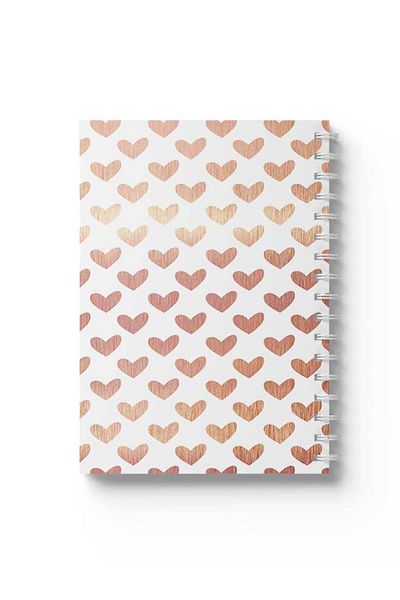 LOWHA Spiral Notebook with Front and Back Hard Covers Featuring Small Hearts Design