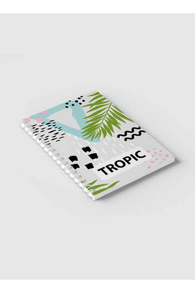 LOWHA Spiral Notebook with Front and Back Hard Covers Featuring Tropic Design