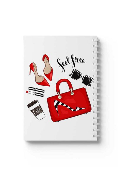 LOWHA دفتر ملاحظات حلزوني مع غلافين أمامي وخلفي صلبين بتصميم Feel Free