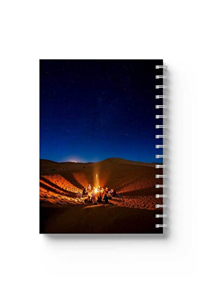 LOWHA دفتر ملاحظات حلزوني مع غلافين أمامي وخلفي صلبين بتصميم تخييم ناري