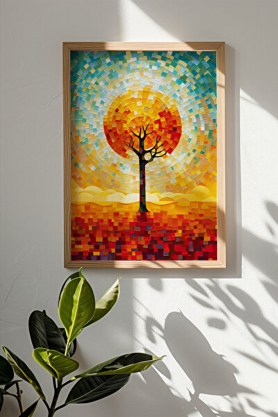 Artavessa One Piece Real Raw Wooden Framed Mosaic Themed Painting - Model 14