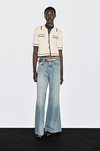 Massimo Dutti Düğme detaylı ve kısa kollu hırka