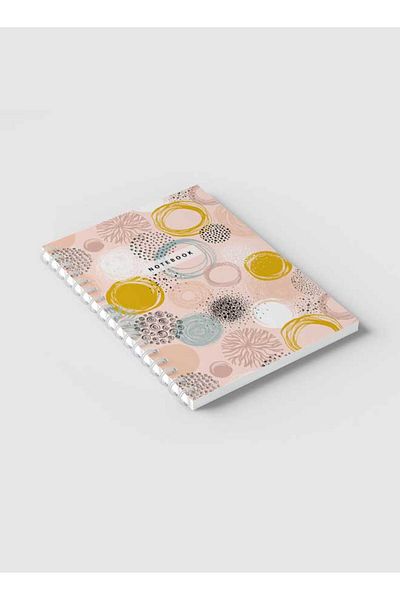 LOWHA Spiral Notebook with Front and Back Hard Covers Featuring Abstract Shapes Design