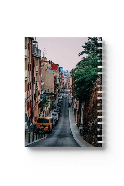 LOWHA Spiral Notebook with Front and Back Hard Covers Featuring Part of the City Design