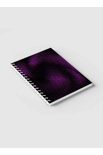 LOWHA Spiral Notebook with Front and Back Hard Covers Featuring Swirl Halftone Purple Design