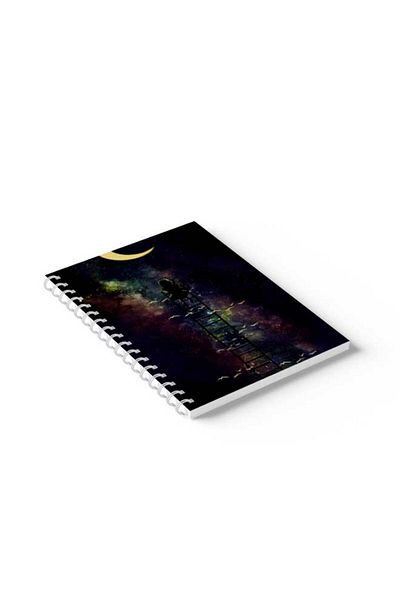 LOWHA Spiral Notebook with Front and Back Hard Covers Featuring Reach to the Moon Design