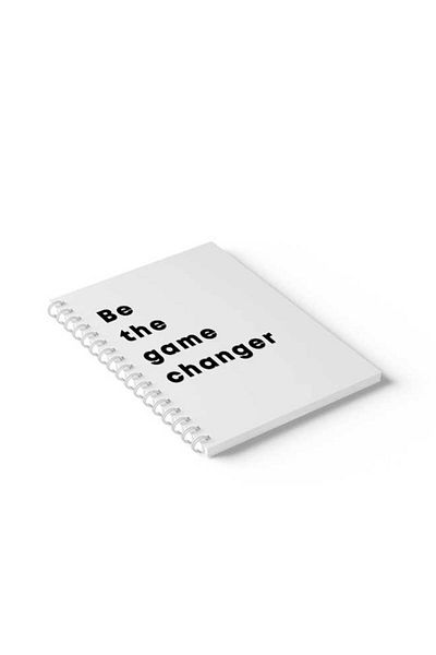 LOWHA Spiral Notebook with Front and Back Hard Covers Featuring Be the Game Changer Design