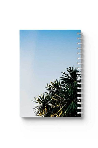 LOWHA Spiral Notebook with Front and Back Hard Covers Featuring Palm Design