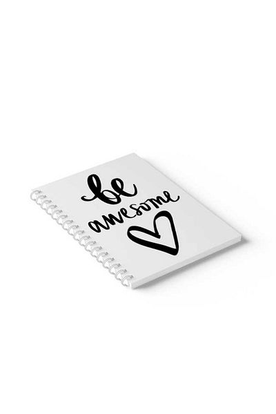 LOWHA Spiral Notebook with Front and Back Hard Covers Featuring Be Awesome Design