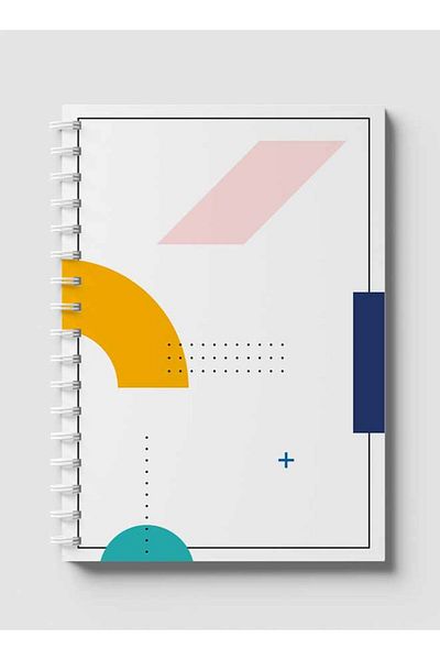 LOWHA Spiral Notebook with Front and Back Hard Covers Featuring Geometric Design