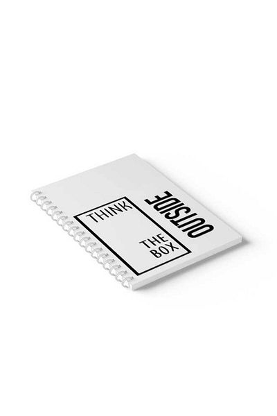 LOWHA Spiral Notebook with Front and Back Hard Covers Featuring Think Outside the Box Design